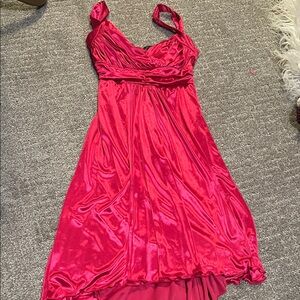 City Triangles Fuchsia Satin Midi Dress